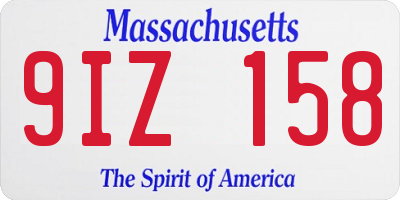 MA license plate 9IZ158