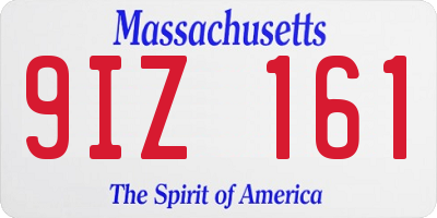 MA license plate 9IZ161