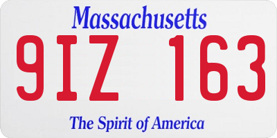 MA license plate 9IZ163