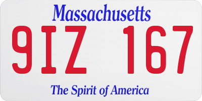 MA license plate 9IZ167