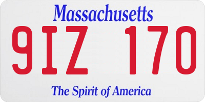 MA license plate 9IZ170