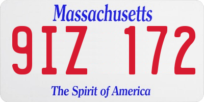 MA license plate 9IZ172
