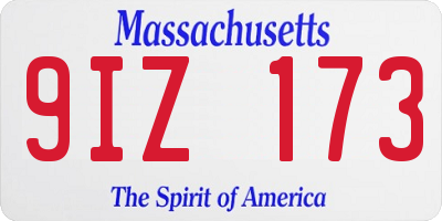 MA license plate 9IZ173