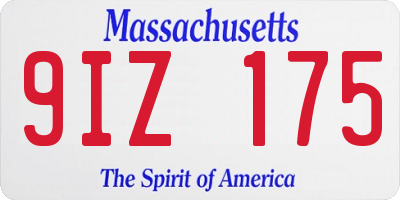 MA license plate 9IZ175