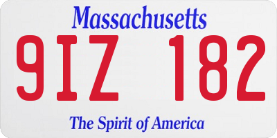 MA license plate 9IZ182