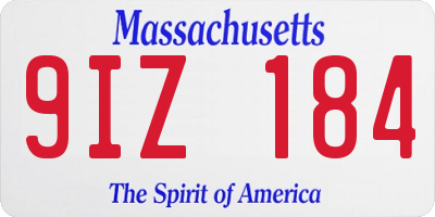 MA license plate 9IZ184