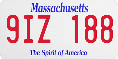 MA license plate 9IZ188