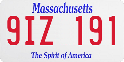 MA license plate 9IZ191