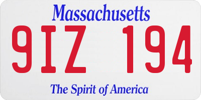 MA license plate 9IZ194