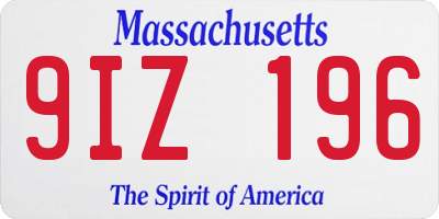 MA license plate 9IZ196