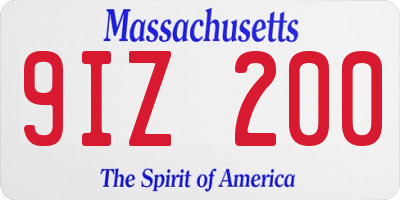 MA license plate 9IZ200