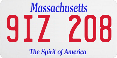 MA license plate 9IZ208