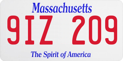 MA license plate 9IZ209