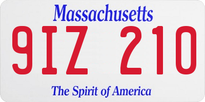 MA license plate 9IZ210