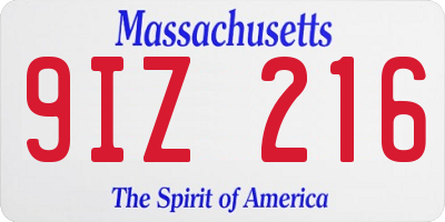 MA license plate 9IZ216