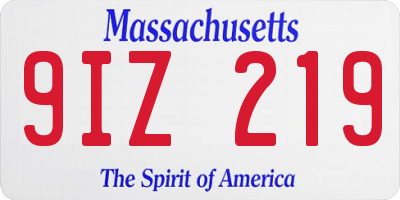MA license plate 9IZ219