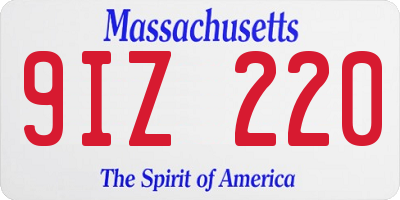MA license plate 9IZ220