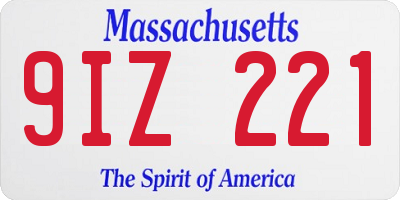 MA license plate 9IZ221