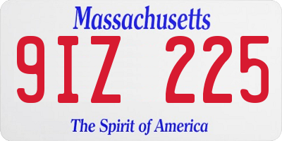 MA license plate 9IZ225
