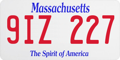 MA license plate 9IZ227