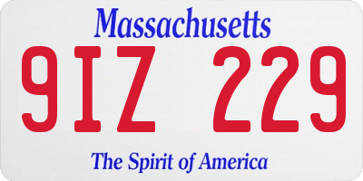 MA license plate 9IZ229