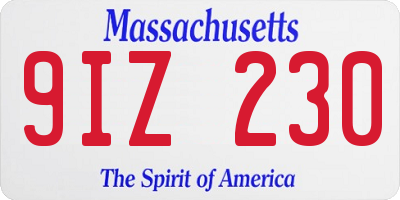 MA license plate 9IZ230