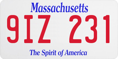 MA license plate 9IZ231