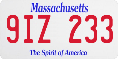 MA license plate 9IZ233