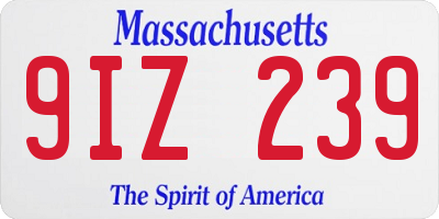 MA license plate 9IZ239