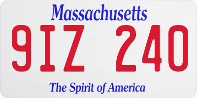MA license plate 9IZ240