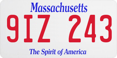 MA license plate 9IZ243