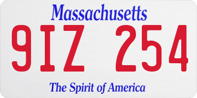 MA license plate 9IZ254