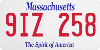 MA license plate 9IZ258