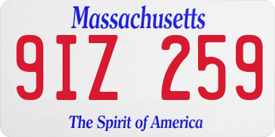 MA license plate 9IZ259