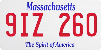 MA license plate 9IZ260