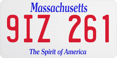 MA license plate 9IZ261