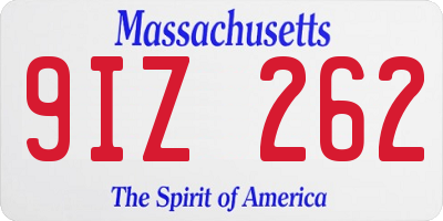 MA license plate 9IZ262