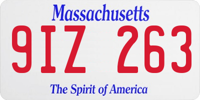 MA license plate 9IZ263