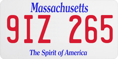 MA license plate 9IZ265