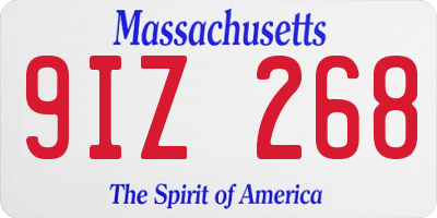 MA license plate 9IZ268