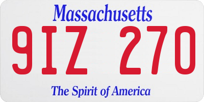 MA license plate 9IZ270