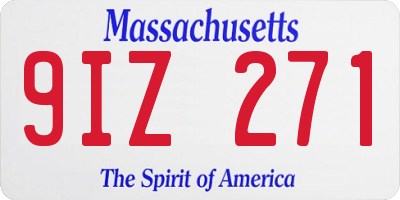 MA license plate 9IZ271