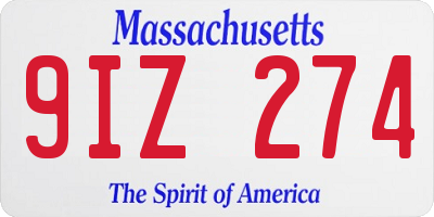 MA license plate 9IZ274