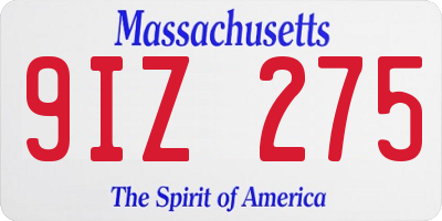 MA license plate 9IZ275