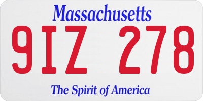 MA license plate 9IZ278
