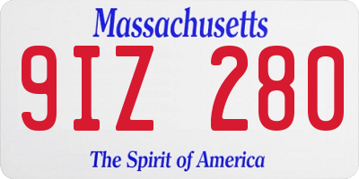 MA license plate 9IZ280