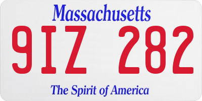 MA license plate 9IZ282