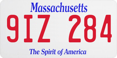 MA license plate 9IZ284