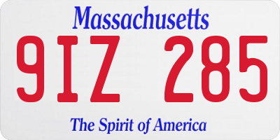 MA license plate 9IZ285