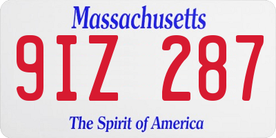 MA license plate 9IZ287